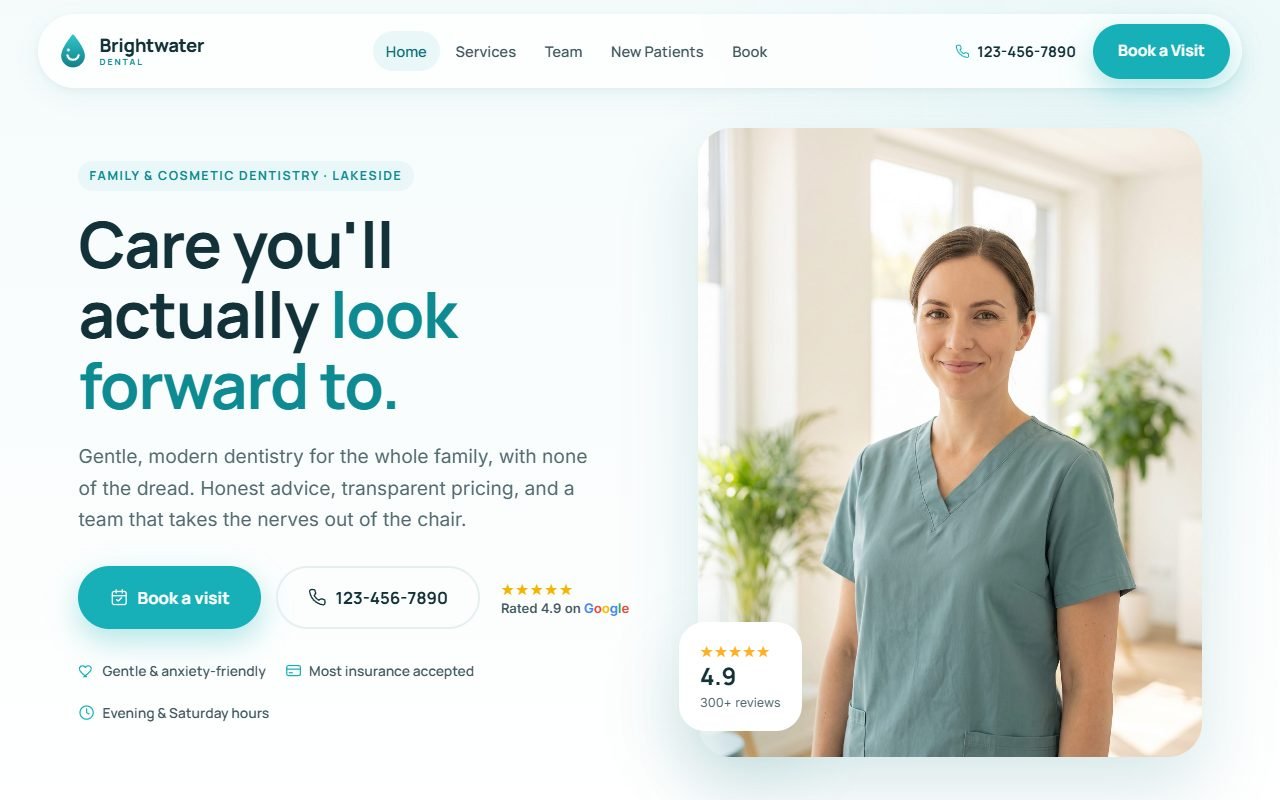 Medical & Dental demo website, desktop