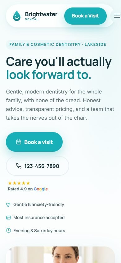 Medical & Dental demo website, mobile