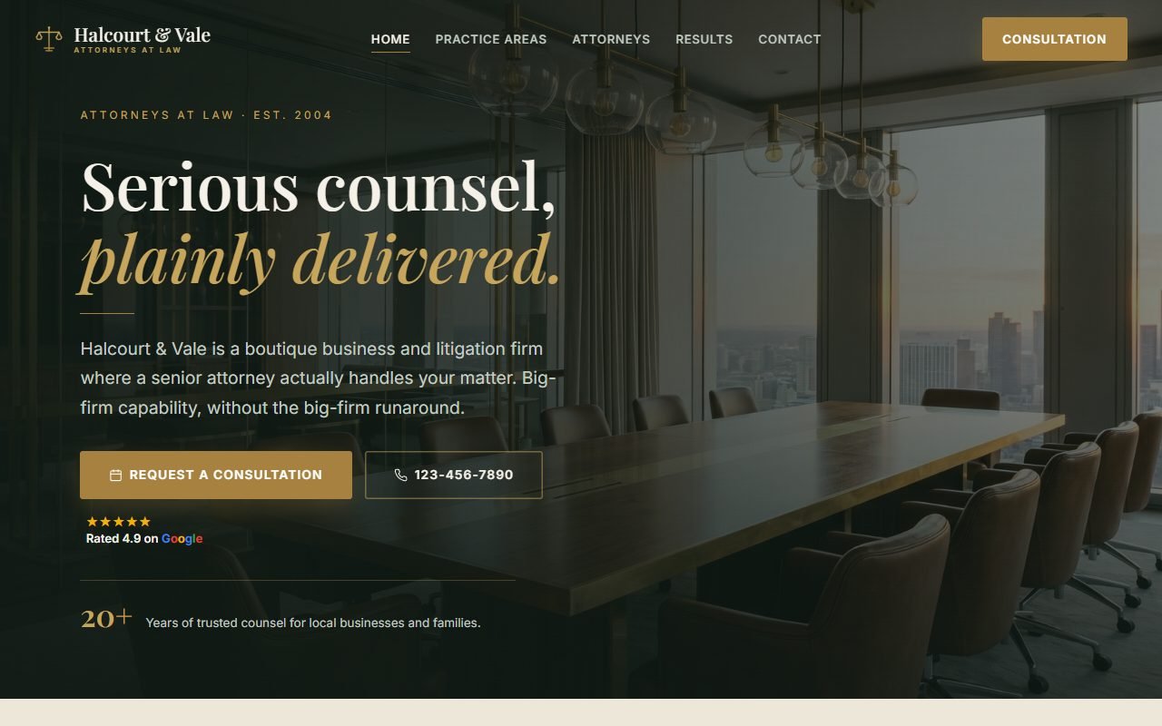 Law Firms demo website, desktop