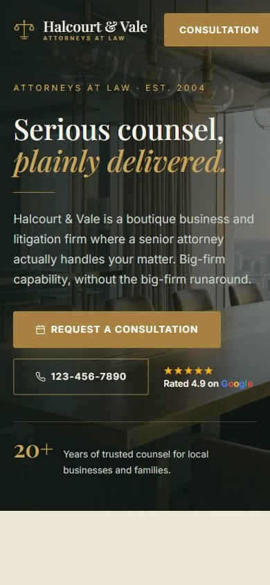 Law Firms demo website, mobile