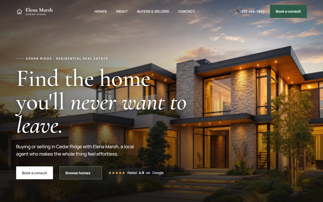 Real estate demo website, desktop