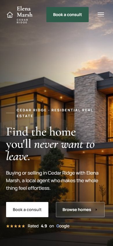 Real estate demo website, mobile