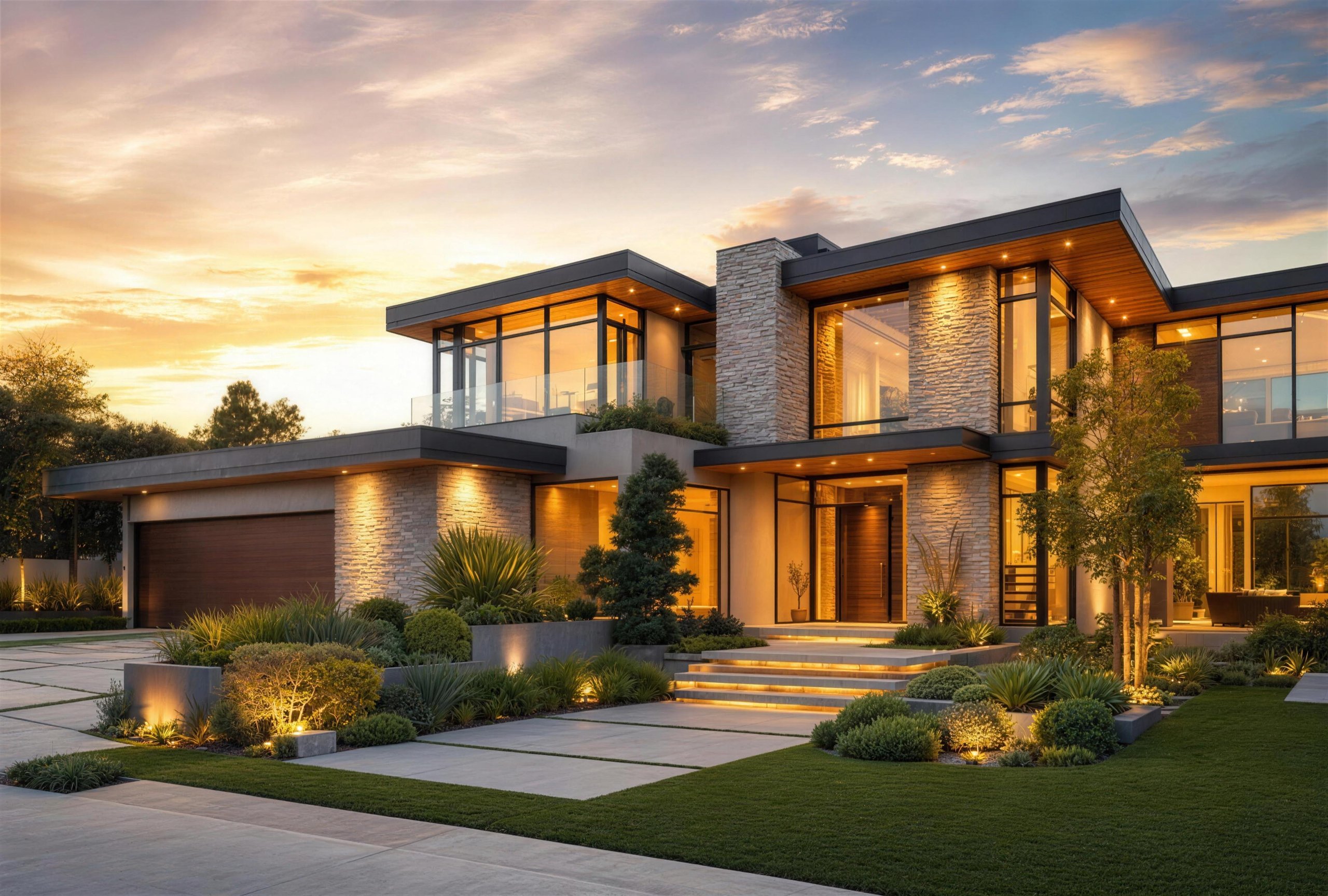 A luxury Cedar Ridge home at golden hour